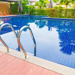 Stair swimming pool in beautiful luxury hotel pool resort - boost color up processing style